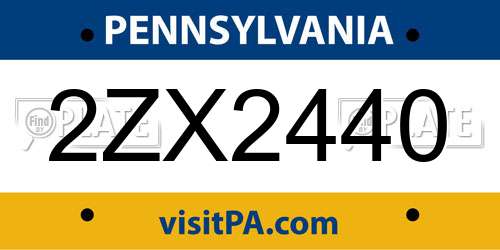 2ZX2440 Pennsylvania License Plate