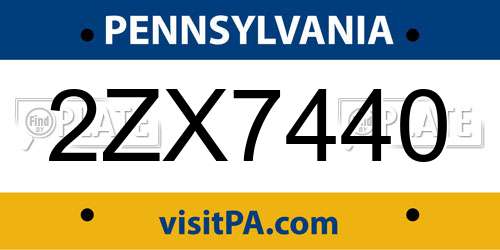 2ZX7440 Pennsylvania License Plate