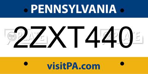 2ZXT440 Pennsylvania License Plate