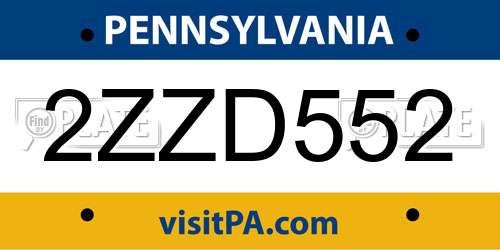 2ZZD552 Pennsylvania License Plate