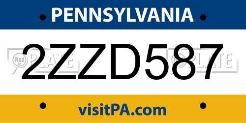 2ZZD587 Pennsylvania License Plate