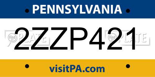 2ZZP421 Pennsylvania License Plate