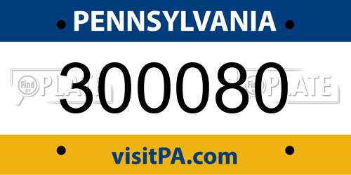 300080 Pennsylvania License Plate