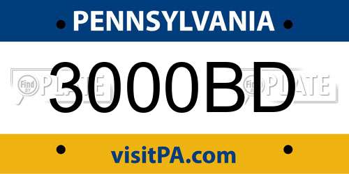 3000BD Pennsylvania License Plate