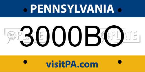 3000BO Pennsylvania License Plate