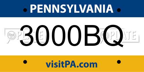3000BQ Pennsylvania License Plate