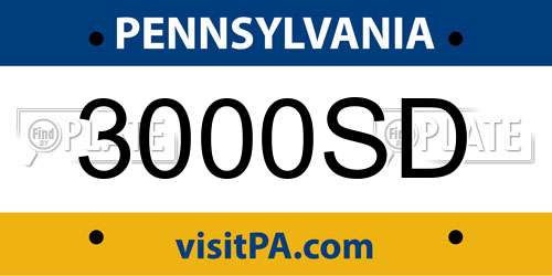 3000SD Pennsylvania License Plate