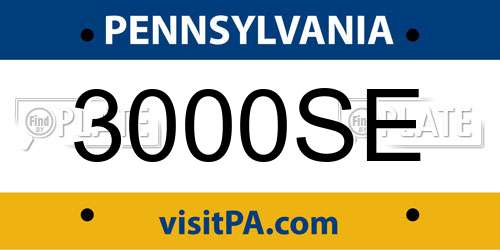 3000SE Pennsylvania License Plate