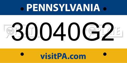 30040G2 Pennsylvania License Plate