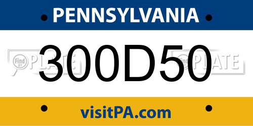 300D50 Pennsylvania License Plate