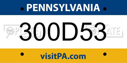 300D53 Pennsylvania License Plate