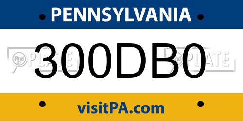 300DB0 Pennsylvania License Plate