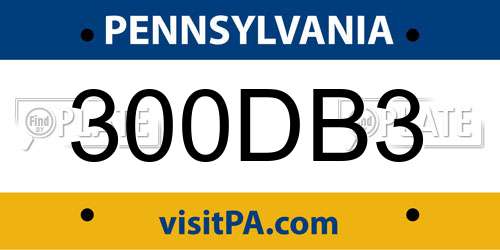 300DB3 Pennsylvania License Plate