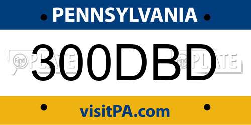 300DBD Pennsylvania License Plate