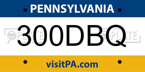 300DBQ Pennsylvania License Plate