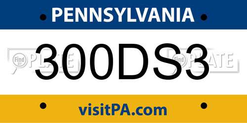 300DS3 Pennsylvania License Plate