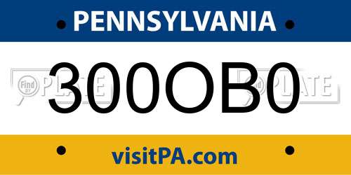 300OB0 Pennsylvania License Plate