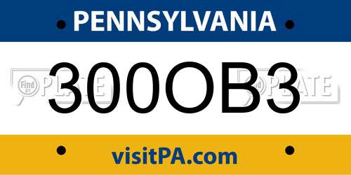 300OB3 Pennsylvania License Plate
