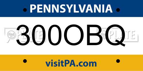 300OBQ Pennsylvania License Plate