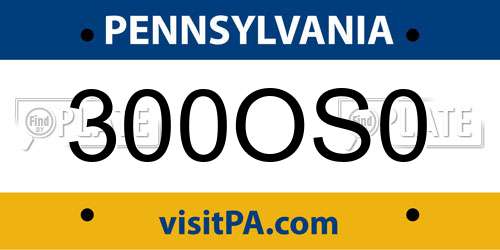 300OS0 Pennsylvania License Plate