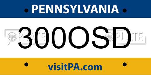 300OSD Pennsylvania License Plate