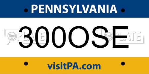 300OSE Pennsylvania License Plate