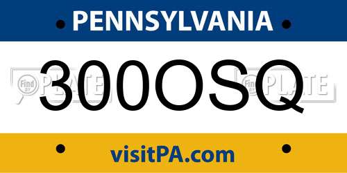 300OSQ Pennsylvania License Plate