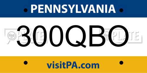 300QBO Pennsylvania License Plate