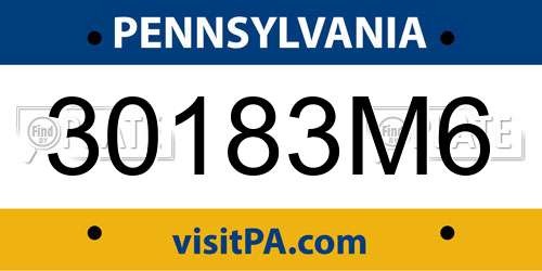 30183M6 Pennsylvania License Plate