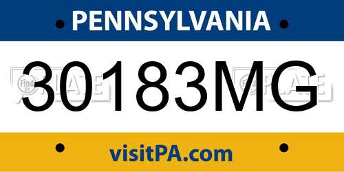 30183MG Pennsylvania License Plate