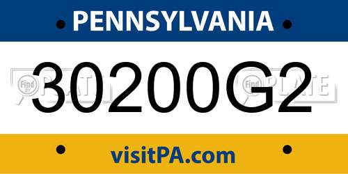 30200G2 Pennsylvania License Plate