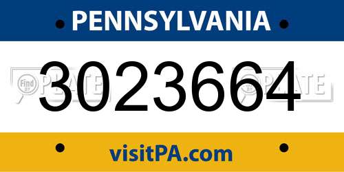 3023664 Pennsylvania License Plate