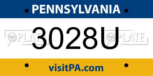 3028U Pennsylvania License Plate
