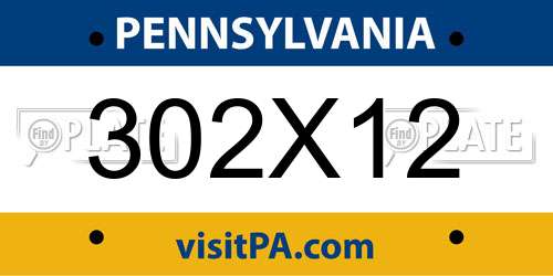 302X12 Pennsylvania License Plate