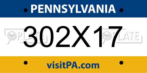 302X17 Pennsylvania License Plate