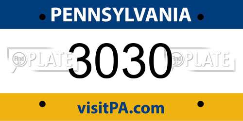 3030 Pennsylvania License Plate