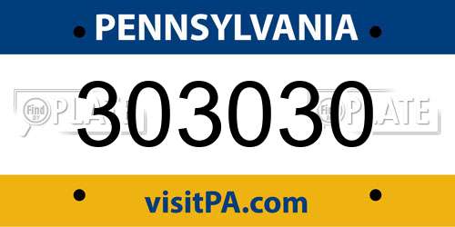 303030 Pennsylvania License Plate