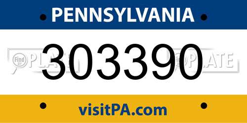 303390 Pennsylvania License Plate