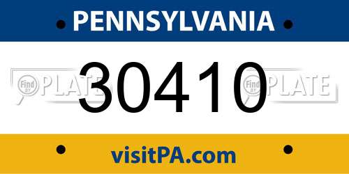 30410 Pennsylvania License Plate