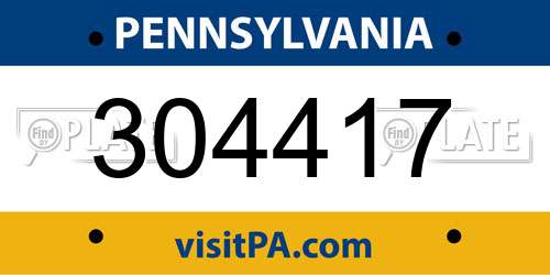 304417 Pennsylvania License Plate