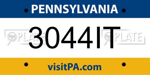 3044IT Pennsylvania License Plate