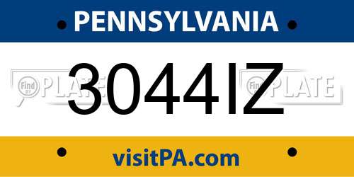 3044IZ Pennsylvania License Plate