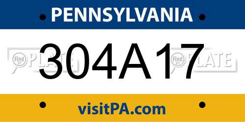 304A17 Pennsylvania License Plate