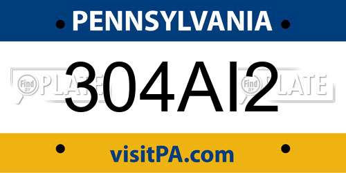 304AI2 Pennsylvania License Plate