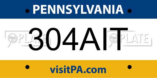 304AIT Pennsylvania License Plate