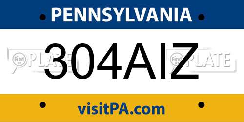 304AIZ Pennsylvania License Plate