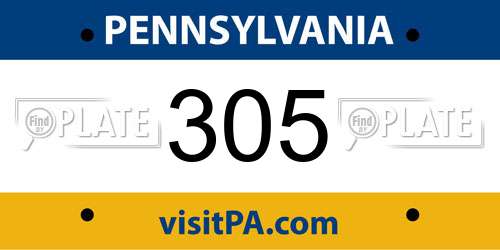 305 Pennsylvania License Plate