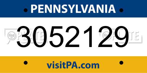 3052129 Pennsylvania License Plate