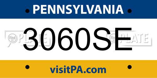 3060SE Pennsylvania License Plate
