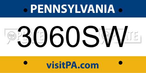 3060SW Pennsylvania License Plate